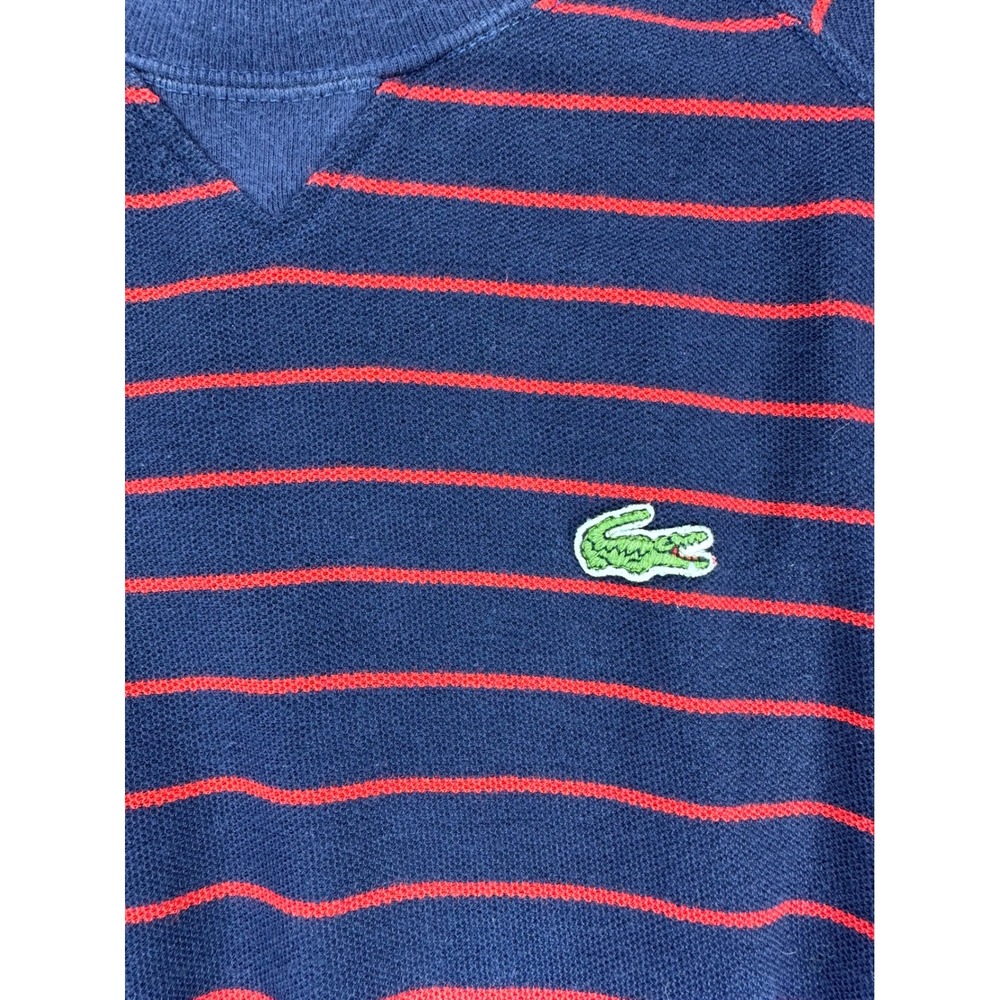 Vintage Izod Lacoste Mens Large Striped Crewneck Sweatshirt Navy Blue Red Cotton - Picture 2 of 7